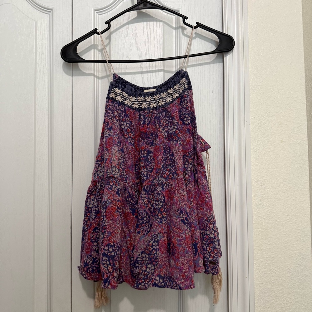 Floral Patterned Skirt - Blue and Pink